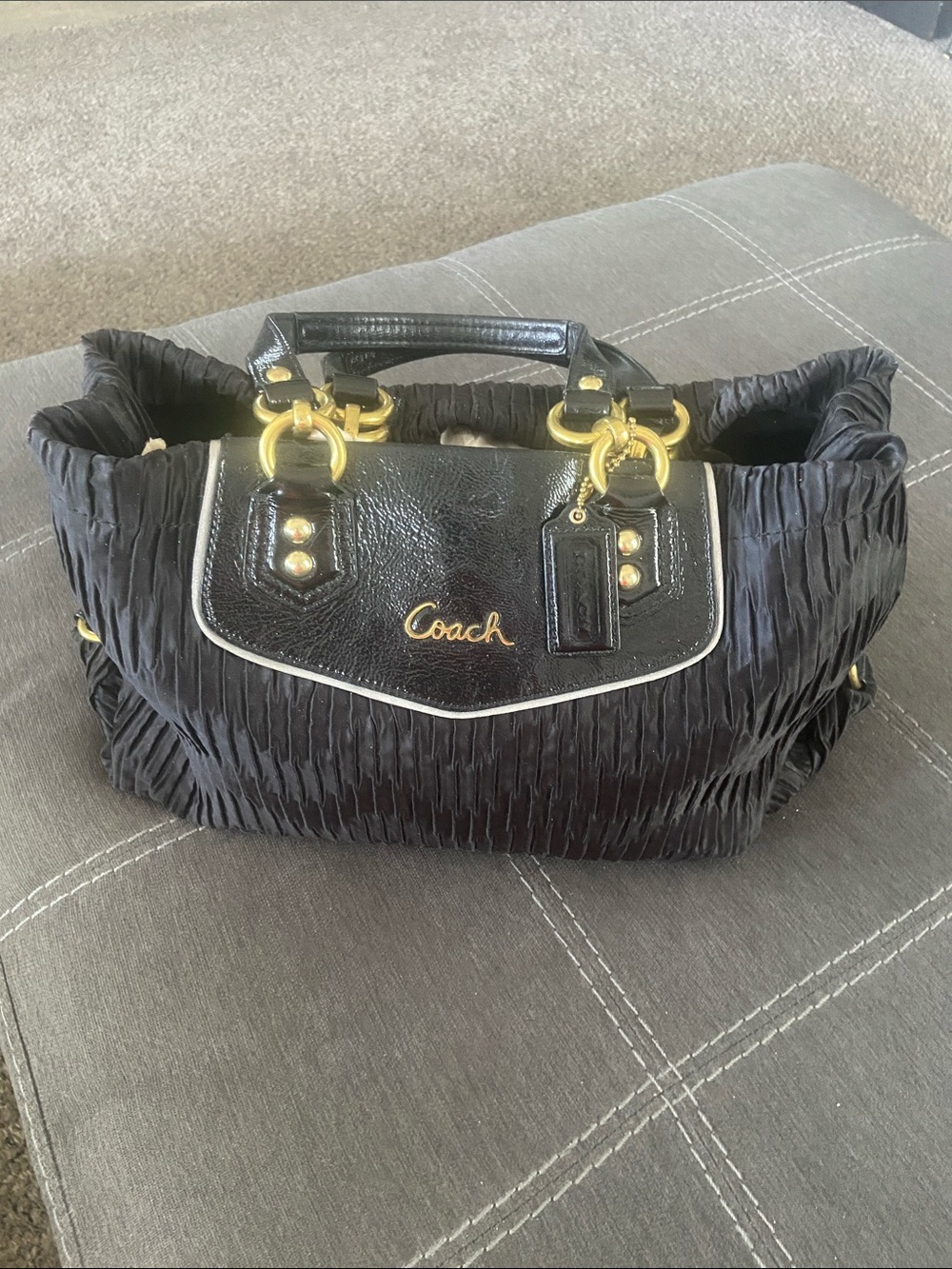Coach Ashley Gathered Satin
Carryall Tote Satchel